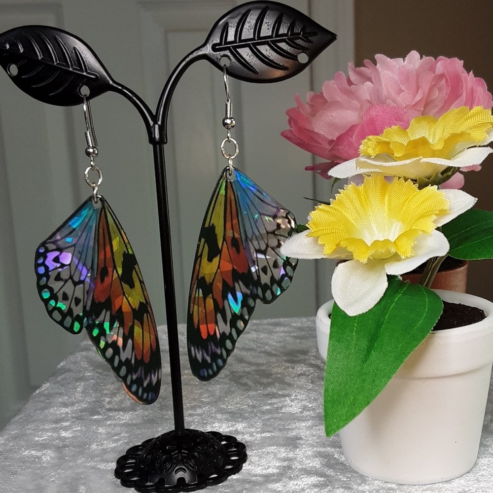 Handmade Hologram Butterfly Wing Earrings